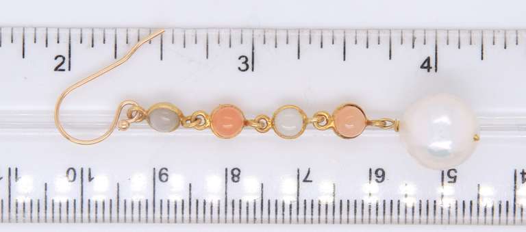 Fantastic Yellow Gold Diamond and Pearl Dangle Earrings