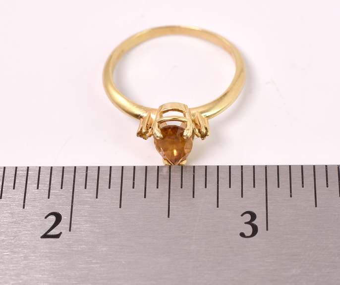 Tasteful Golden Topaz and Yellow Diamond Ring in 14k Yellow Gold