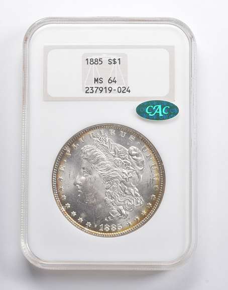 MS64 1885 Morgan Silver Dollar CAC NGC