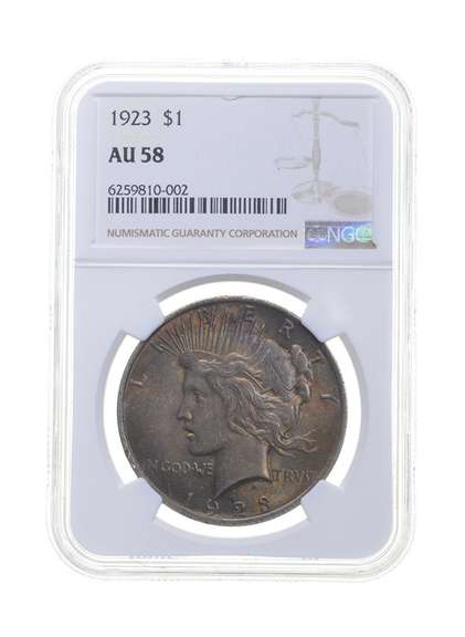 AU58 1923 Peace Silver Dollar - Graded NGC