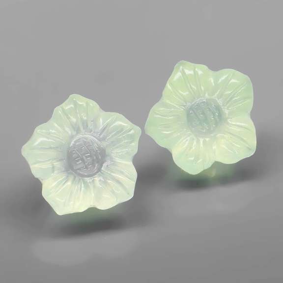 Translucent! 5.66ct yellowish green Prehnite flower carvings