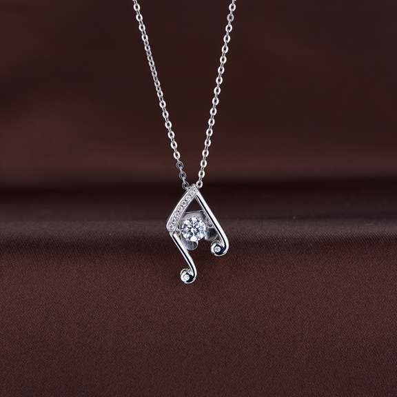 Solid sterling Silver with Simulated diamond dancing pendant