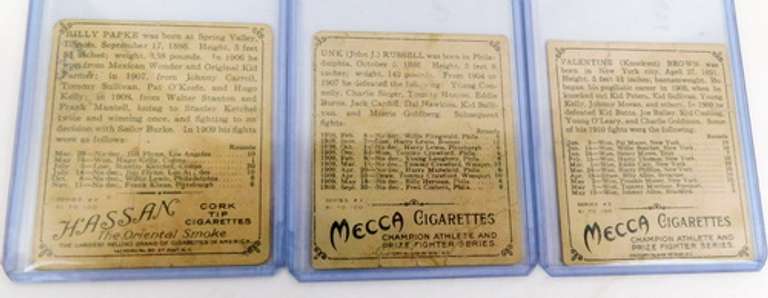 3 Early Boxing Tobacco Trade Cards