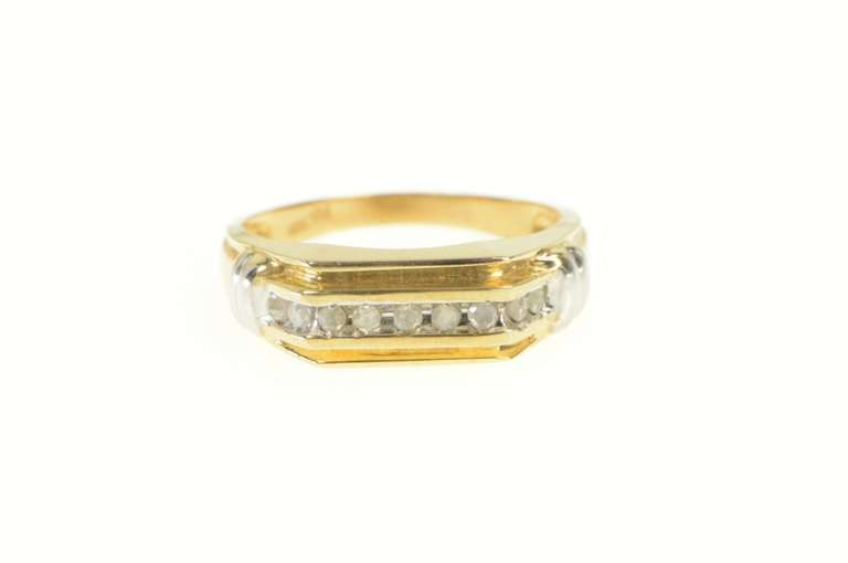 10K Yellow Gold 0.20 Ctw Diamond Squared Channel Men's Ring