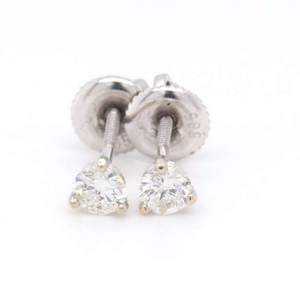 Dazzling White Gold Round Brilliant Cut Diamond Stud Earrings