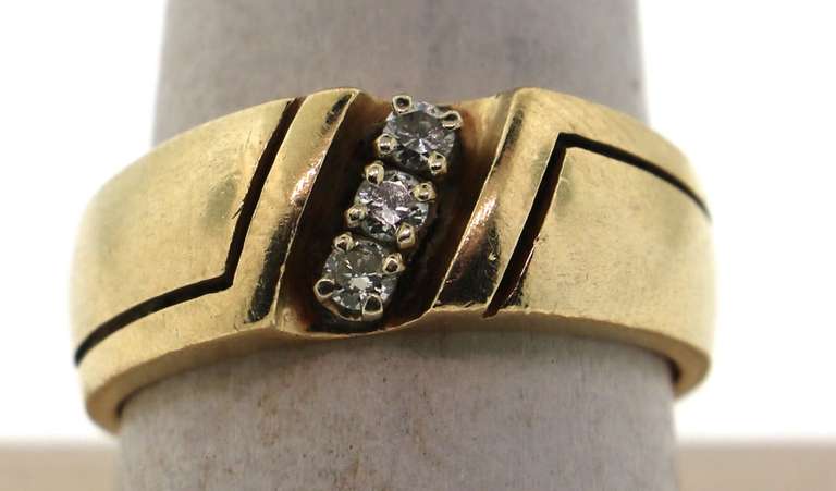 Geometric Channel Set Diamond Ring with 14k Gold