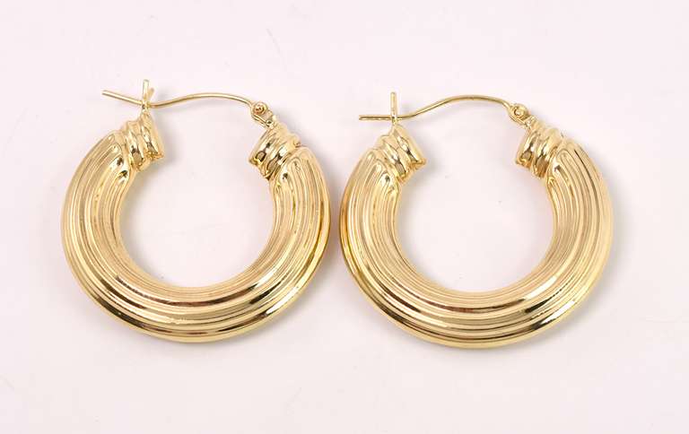 Dazzling Golden Hoop Earrings in 14K Yellow Gold