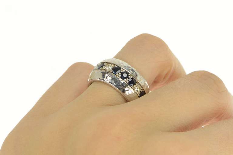 14K White Gold 2.55 Ctw Diamond Sapphire 11.4mm Band Ring