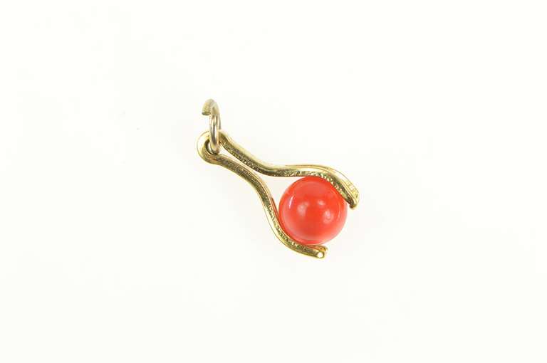 14K Yellow Gold Red Cat's Eye Chrysoberyl Sphere Ball Charm/Pendant