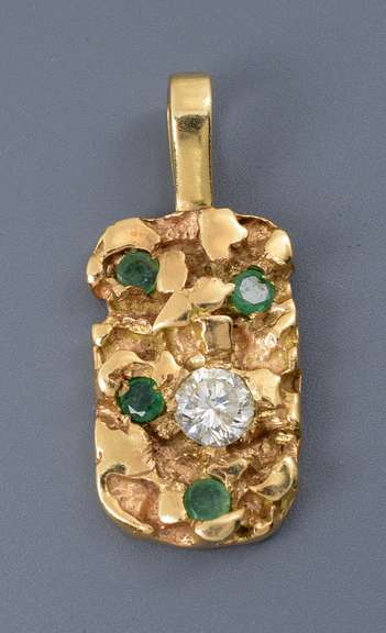 Lovely Nugget Pendant with Diamond & Emeralds