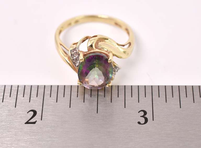 Marvelous Mystic Topaz and Diamond Ring in Yellow Gold