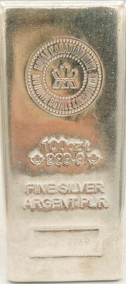 100 oz Fine Silver Bar- 999.9 ARGENT PUR