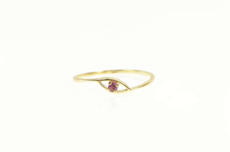 18K Yellow Gold Garnet Evil Eye Nazar Protection Symbol Ring