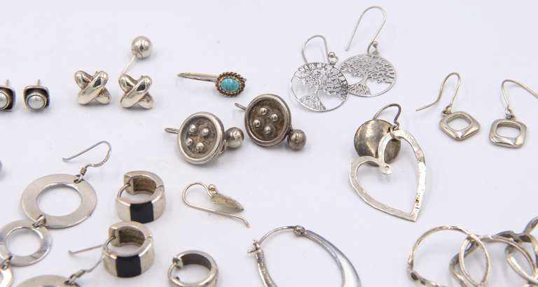 Group Lot of Vintage 925 Sterling Silver Earrings