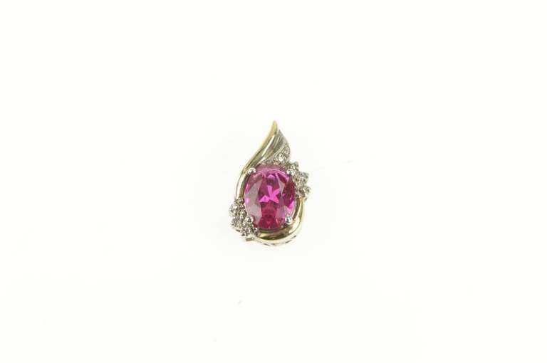 Sterling Silver 14K Gold Sim. Ruby Diamond Accent Statement Pendant