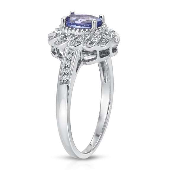 1 Ct VVs1 Natural Tanzanite and Genuine Diamond Ring