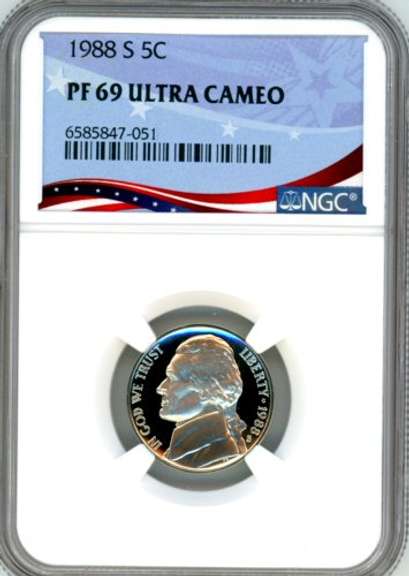 1988-S Type 1 Jefferson Nickel in NGC PF69 Ultra Cameo