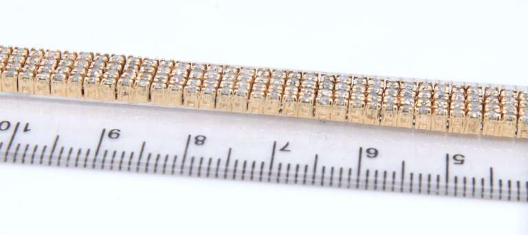 Dazzling Yellow Gold approximate 5.50ctw 4 Row Diamond Bracelet