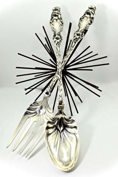 Ornate Lily 2 Piece Sterling Salad Serving Set by Whiting