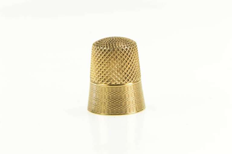 14K Yellow Gold 1917 G S W Monogram Size 7 Sewing Thimble