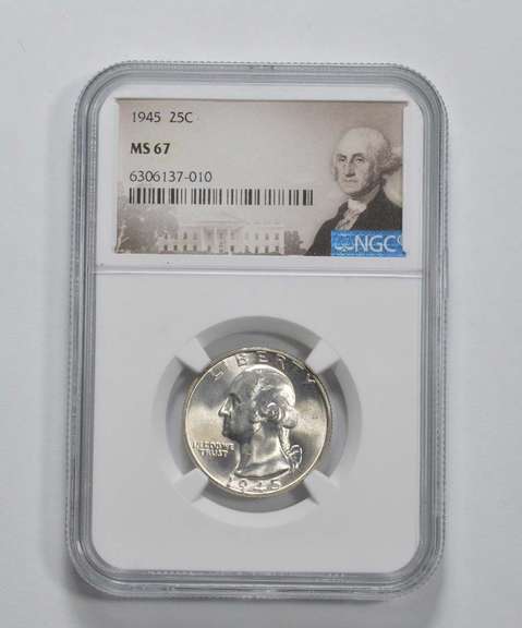 MS67 1945 Washington Quarter - Graded NGC