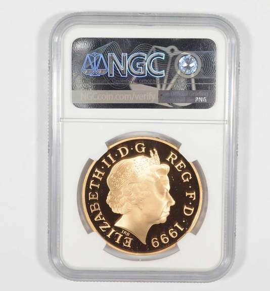 PF70 UCAM 1999 Great Britain 5 Gold Pounds - Millennium - Graded NGC