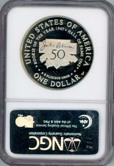 1997-S Jackie Robinson Proof Commemorative Silver Dollar in NGC PF69 Ultra Cameo
