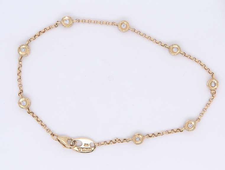 Dazzling Yellow Gold Diamond Station Bracelet