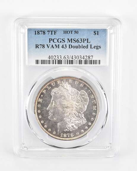 MS63 PL 1878 7TF Morgan Silver Dollar - R78 VAM 43 Doubled Legs PCGS