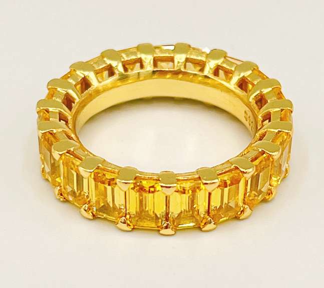 18kt Gold Plated Sterling Silver & Yellow Sapphire Eternity Band Ring