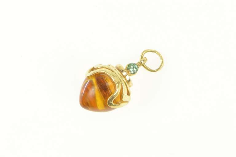 14K Yellow Gold Citrine Pear Tear Drop Blue Topaz Wavy Charm/Pendant