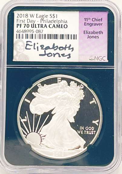 One certified proof, pf70 silver dollar