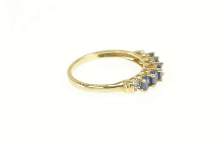 10K Yellow Gold 1.27 Ctw Natural Sapphire Diamond Wedding Ring