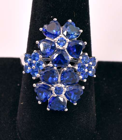 Sterling Silver Spinel Flower Cocktail Ring, Sterling