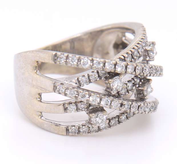 Attractive White Gold Diamond Crossover Band