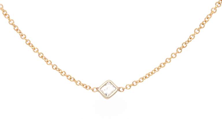 2.15ctw Princess and Round Diamond Station Necklace in 14K