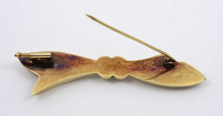 Stunning Vintage 14k Bow Bar Brooch