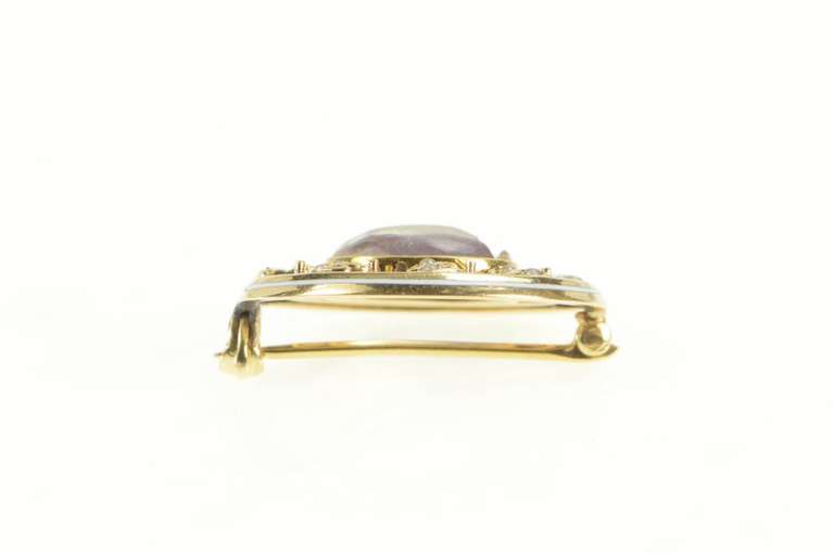 14K Yellow Gold Victorian Oval Moonstone Seed Pearl Vine Pin/Brooch