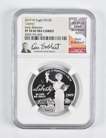 PF70 UCAM 2019-W $100 1 oz Platinum Eagle ER Signed Everhart NGC