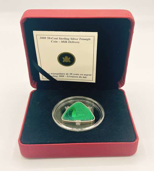 50cent sterling silver triangle coin, milk delivery