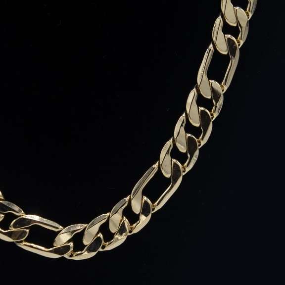Huge 121.7 Grams MLB gold plated 14 Kt G.P. Figaro Necklace