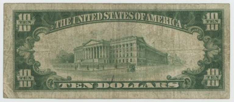 Scarce Series of 1928 Small Size $10 Gold Certificate note