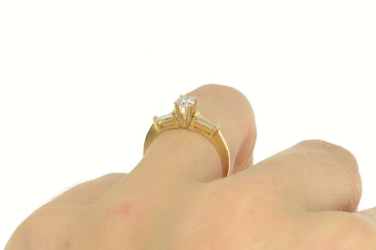 14K Yellow Gold 0.55 Ctw Diamond VVS Baguette Engagement Ring