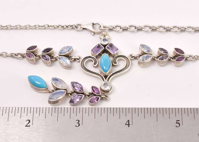 Multi-gem Sterling Necklace