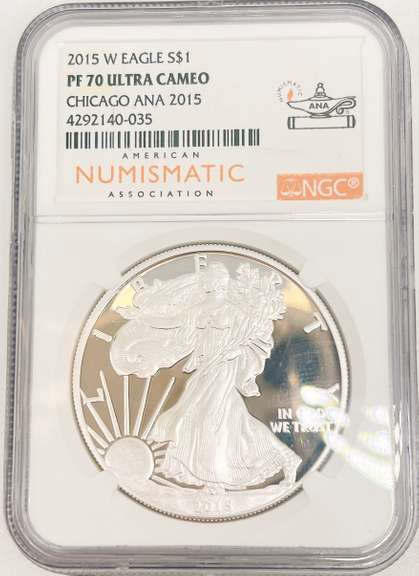One certified proof, pf70 silver dollar