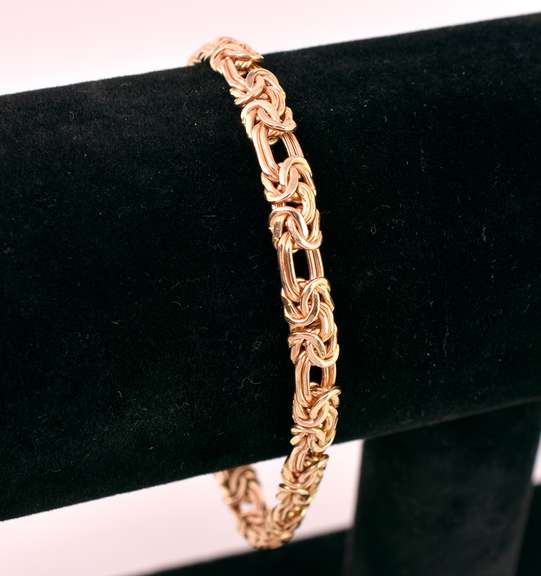 Brilliant Byzantine Chain Bracelet in 14K Rose Gold