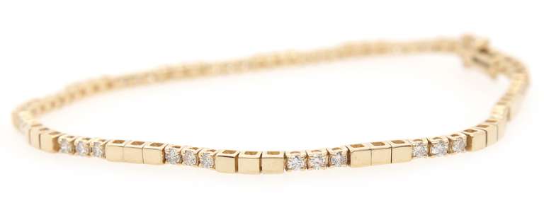 1.00ctw Diamond Triple Stone Station Bracelet in 14K Yellow Gold