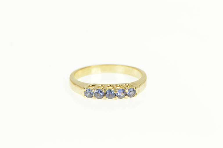 14K Yellow Gold Sapphire Classic Stackable Wedding Band Ring