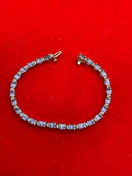 LADIES 14K GOLD DIAMOND AND TANZANITE BRACELET