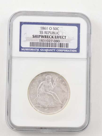 S.S. Republic - Shipwreck Effect 1861-O Seated Liberty Half Dollar NGC